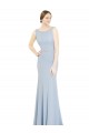 Boutique Bleu ciel clair Trapèze Col Bateau Col Haut Mousseline Longue Robes demoiselle d'honneur