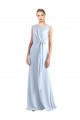Boutique Bleu ciel clair Trapèze Col V Mousseline Longue Robes demoiselle d'honneur