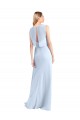 Boutique Bleu ciel clair Trapèze Col V Mousseline Longue Robes demoiselle d'honneur