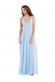 Boutique Bleu ciel clair Trapèze Col V Mousseline Longue Robes demoiselle d'honneur