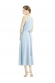 Boutique Bleu ciel clair Trapèze Col V Satiné Longue Robes demoiselle d'honneur