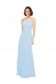 Boutique Bleu ciel clair Trapèze Licou Mousseline Longue Robes demoiselle d'honneur