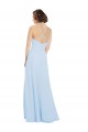 Boutique Bleu ciel clair Trapèze Licou Mousseline Longue Robes demoiselle d'honneur