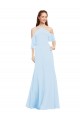 Boutique Bleu ciel clair Trapèze Licou Mousseline Longue Robes demoiselle d'honneur