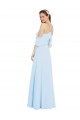 Boutique Bleu ciel clair Trapèze Licou Mousseline Longue Robes demoiselle d'honneur