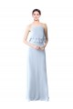 Boutique Bleu ciel clair Trapèze Licou Mousseline Longue Robes demoiselle d'honneur