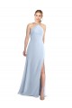 Boutique Bleu ciel clair Trapèze Licou Mousseline Longue Robes demoiselle d'honneur