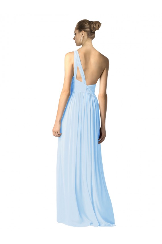 Boutique Bleu ciel clair Trapèze Mousseline Longue Robes demoiselle d'honneur