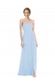 Boutique Bleu ciel clair Trapèze Mousseline Longue Robes demoiselle d'honneur