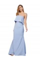 Boutique Bleu ciel clair Trapèze Sans bretelle Crêpe Stretch Longue Formelles Robes demoiselle d'honneur / Robes de soirée / Robes de bal