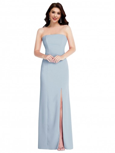 Boutique Bleu ciel clair Trapèze Sans bretelle Crêpe Stretch Longue Formelles Robes demoiselle d'honneur / Robes de soirée / Robes de bal
