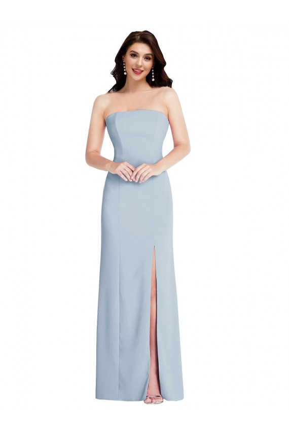 Boutique Bleu ciel clair Trapèze Sans bretelle Crêpe Stretch Longue Formelles Robes demoiselle d'honneur / Robes de soirée / Robes de bal