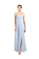 Boutique Bleu ciel clair Trapèze Sans bretelle Mousseline Longue Robes demoiselle d'honneur