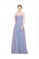 Boutique Bleu ciel clair Trapèze Sans bretelle Tulle Longue Robes demoiselle d'honneur