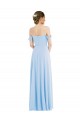 Boutique Bleu ciel clair Trapèze Épaule Dénudée Mousseline Longue Formelles Robes demoiselle d'honneur / Robes de soirée