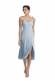 Boutique Bleu ciel clair Trapèze midi Crêpe Stretch Courte Robes demoiselle d'honneur / Robes de bal / Robes de cocktail