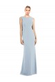 Boutique Bleu ciel clair Trompette Bateau Crêpe Stretch Longue Robes demoiselle d'honneur / Robes de bal
