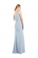 Boutique Bleu ciel clair Trompette Bateau Crêpe Stretch Longue Robes demoiselle d'honneur / Robes de bal