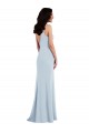 Boutique Bleu ciel clair Trompette Bretelles spaghetti Col V Crêpe Stretch Longue Robes demoiselle d'honneur / Robes de bal