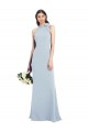 Boutique Bleu ciel clair Trompette Col Bateau Col Haut Licou Crêpe Stretch Longue Robes demoiselle d'honneur / Robes de bal