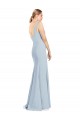 Boutique Bleu ciel clair Trompette Col V Crêpe Stretch Longue Robes demoiselle d'honneur / Robes de bal