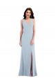 Boutique Bleu ciel clair Trompette Col V Crêpe Stretch Longue Robes demoiselle d'honneur / Robes de bal