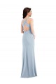 Boutique Bleu ciel clair Trompette Col V Crêpe Stretch Longue Robes demoiselle d'honneur / Robes de bal