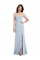 Boutique Bleu ciel clair Trompette Col V Sans bretelle Crêpe Stretch Longue Robes demoiselle d'honneur / Robes de bal