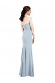 Boutique Bleu ciel clair Trompette Col V Sans bretelle Crêpe Stretch Longue Robes demoiselle d'honneur / Robes de bal
