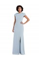 Boutique Bleu ciel clair Trompette Col bijou Crêpe Stretch Longue Robes demoiselle d'honneur