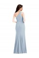 Boutique Bleu ciel clair Trompette Crêpe Stretch Longue Robes demoiselle d'honneur / Robes de bal