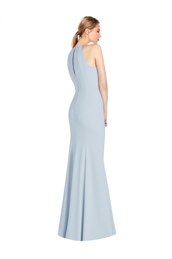 Boutique Bleu ciel clair Trompette Licou Crêpe Stretch Longue Robes demoiselle d'honneur / Robes de bal