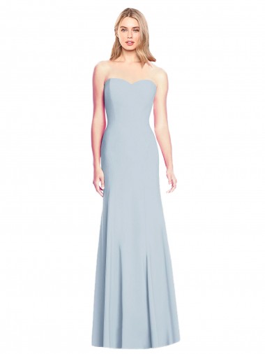 Boutique Bleu ciel clair Trompette Sans bretelle Crêpe Stretch Longue Robes demoiselle d'honneur / Robes de bal