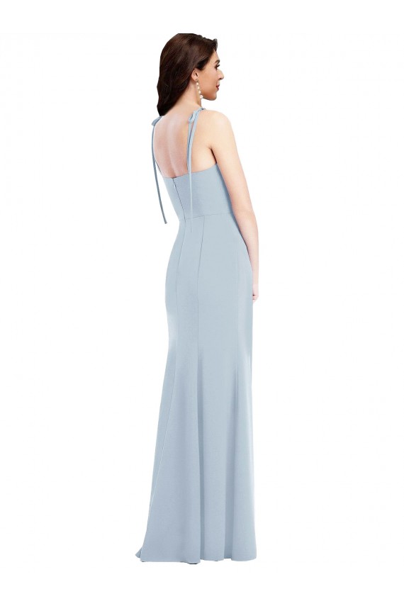 Boutique Bleu ciel clair Trompette Sans bretelle Crêpe Stretch Longue Robes demoiselle d'honneur / Robes de bal