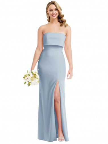 Boutique Bleu ciel clair Trompette Sans bretelle Crêpe Stretch Longue Robes demoiselle d'honneur / Robes de bal