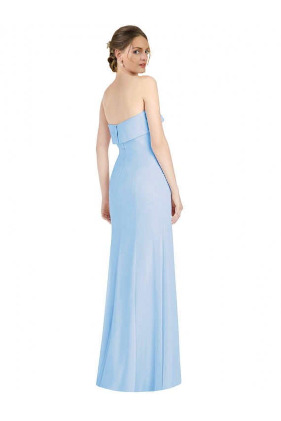 Boutique Bleu ciel clair Trompette Sans bretelle Mousseline Longue Formelles Robes demoiselle d'honneur / Robes de soirée