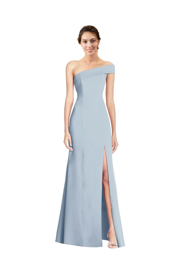 Boutique Bleu ciel clair Trompette Épaule Dénudée Crêpe Stretch Longue Formelles Robes demoiselle d'honneur / Robes de soirée / Robes de bal