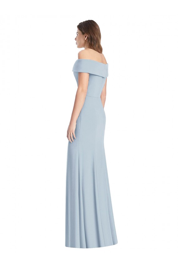 Boutique Bleu ciel clair Trompette Épaule Dénudée Crêpe Stretch Longue Robes demoiselle d'honneur / Robes de bal