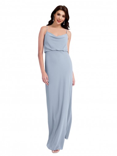 Boutique Bleu fumée Fourreau Bretelles spaghetti Crêpe Stretch Longue Formelles Robes demoiselle d'honneur / Robes de soirée / Robes de bal