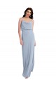 Boutique Bleu fumée Fourreau Bretelles spaghetti Crêpe Stretch Longue Formelles Robes demoiselle d'honneur / Robes de soirée / Robes de bal
