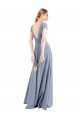 Boutique Bleu fumée Fourreau Col V Crêpe Stretch Longue Robes demoiselle d'honneur / Robes de bal