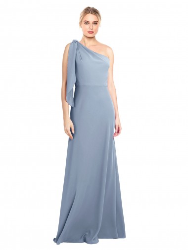 Boutique Bleu fumée Fourreau Crêpe Stretch Longue Formelles Robes demoiselle d'honneur / Robes de soirée / Robes de bal