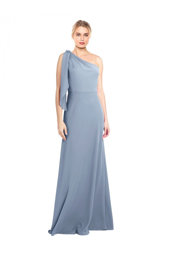 Boutique Bleu fumée Fourreau Crêpe Stretch Longue Formelles Robes demoiselle d'honneur / Robes de soirée / Robes de bal