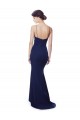 Boutique Bleu marine Sirène Bretelles spaghetti Col V Crêpe Stretch Longue Formelles Robes demoiselle d'honneur / Robes de soirée / Robes de bal