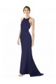 Boutique Bleu marine Sirène Licou Col Haut Crêpe Stretch Longue Formelles Robes demoiselle d'honneur / Robes de soirée / Robes de bal
