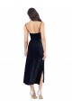 Boutique Bleu marine foncé Colonne midi Velours Stretch Courte Robes demoiselle d'honneur / Robes de soirée / Robes de cocktail
