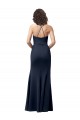 Boutique Bleu marine foncé Fourreau Bretelles spaghetti Crêpe Stretch Longue Formelles Robes demoiselle d'honneur / Robes de soirée / Robes de bal