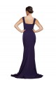Boutique Bleu marine foncé Fourreau Col Carré Balayage train Crêpe Stretch Longue Robes demoiselle d'honneur / Robes de bal