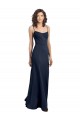 Boutique Bleu marine foncé Fourreau Col Haut Bretelles spaghetti Crêpe Stretch Longue Formelles Robes demoiselle d'honneur / Robes de soirée / Robes de bal