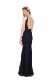 Boutique Bleu marine foncé Fourreau Col V Dentelle Longue Robes demoiselle d'honneur